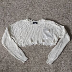 SER.O.YA Distressed Cropped Sweater